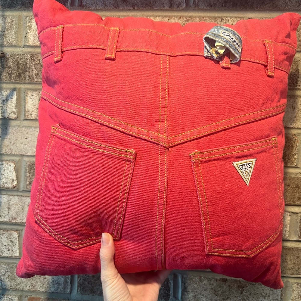 Guess Home Red Denim Pillow